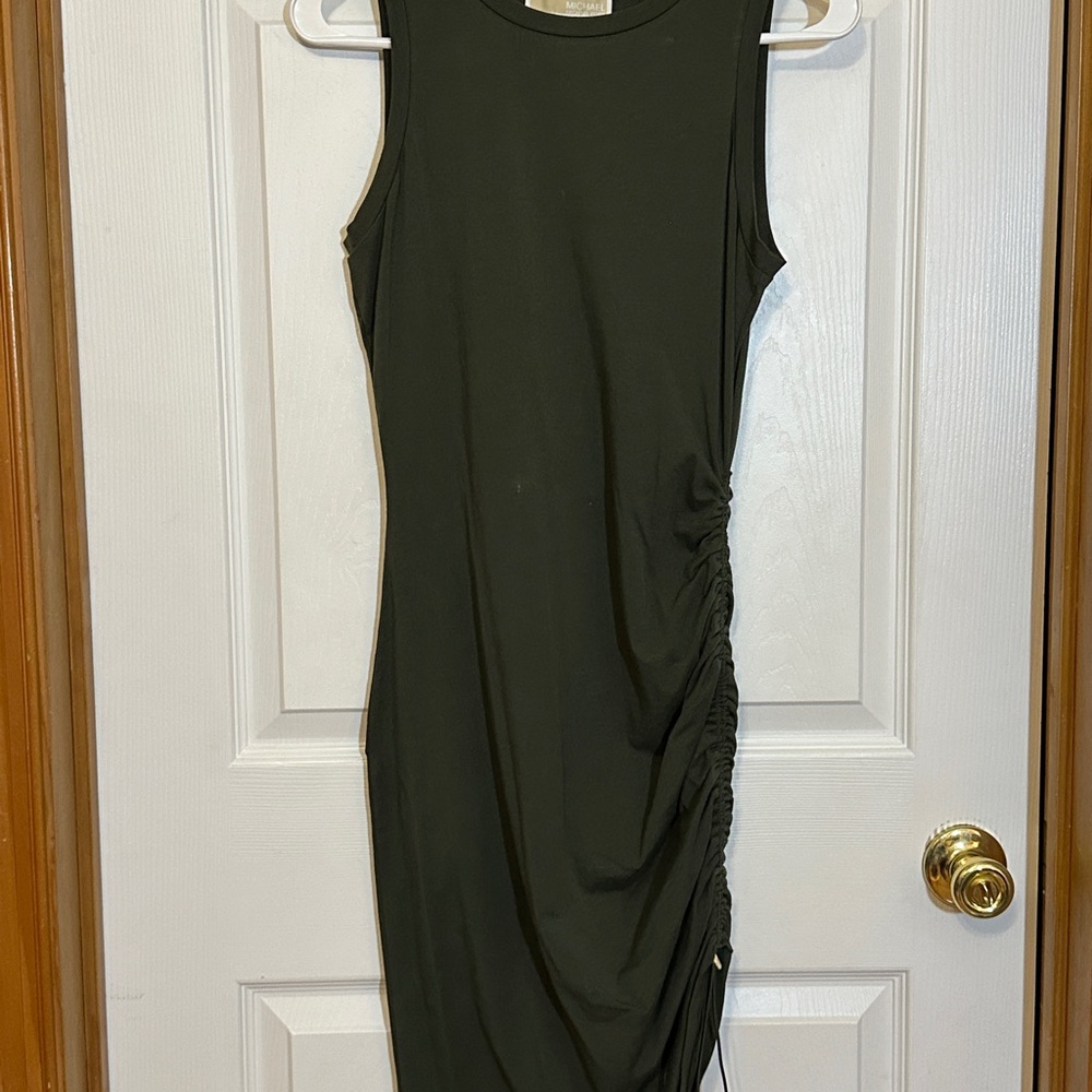 Michael Kors Olive Ruched Midi Dress